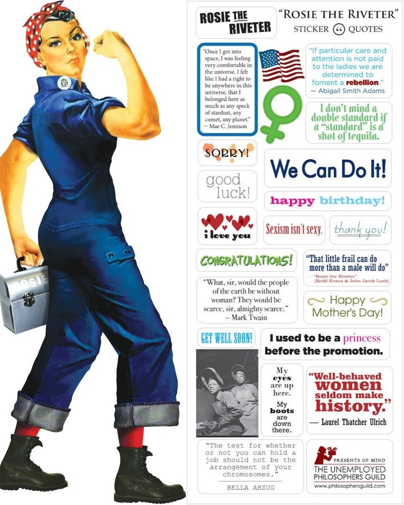 The Unemployed Philosophers Guild Rosie the Riveter Quotable Notable - Greeting Card and Sticker Sheet - Envelope Included - Image 1